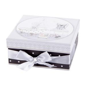 Boîte carrée en carton Lolita - 17 x 17 x 8 cm - Blanc et noir