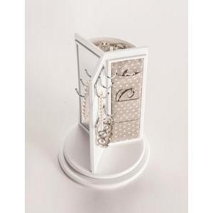 Porte bijoux tourniquet - MDF - 17 x 17 x H 24 cm - Blanc