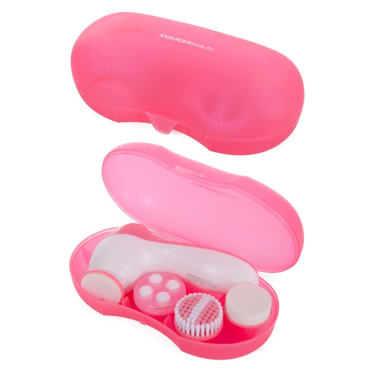 Kit nettoyant visage électrique 4 en 1 - 9,5 x 9 x H 17 cm - Blanc, rose