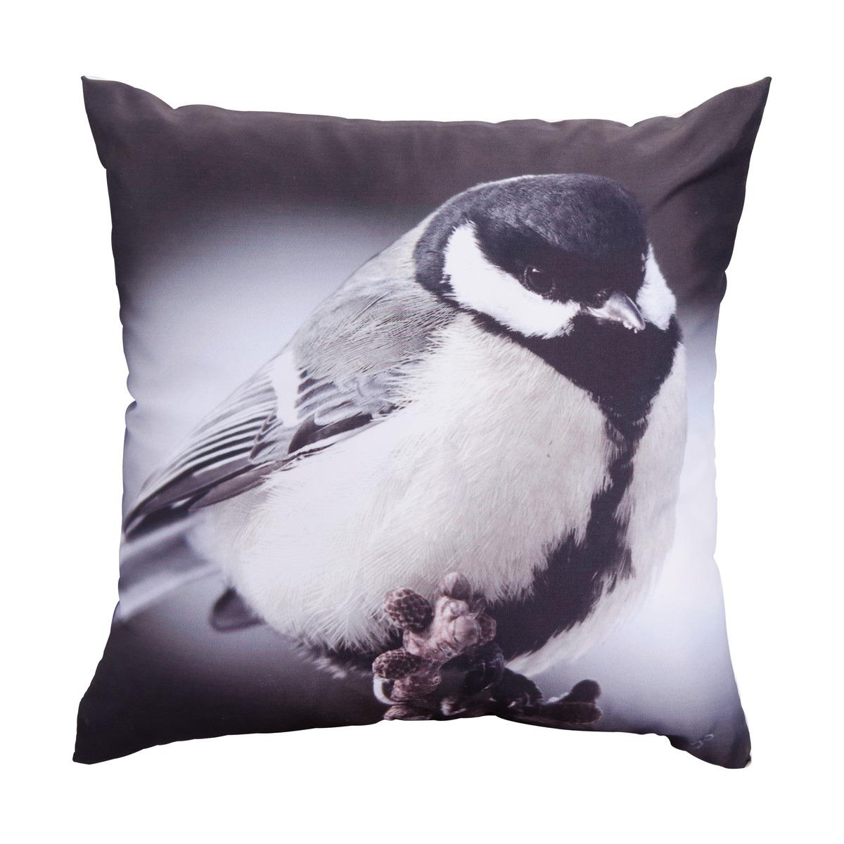 Coussin décor imprimé oiseau - 40 x 40 cm - Multicolore