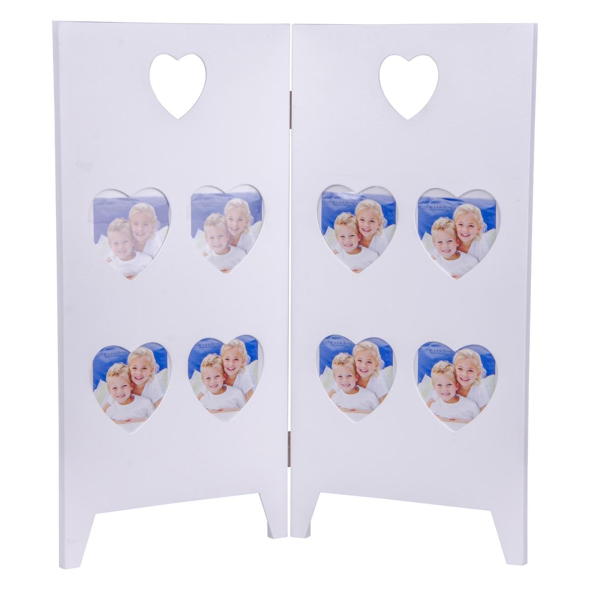 Porte-photos en forme de cœur à poser - 60 x 1,5 x H 62,5 cm - Blanc