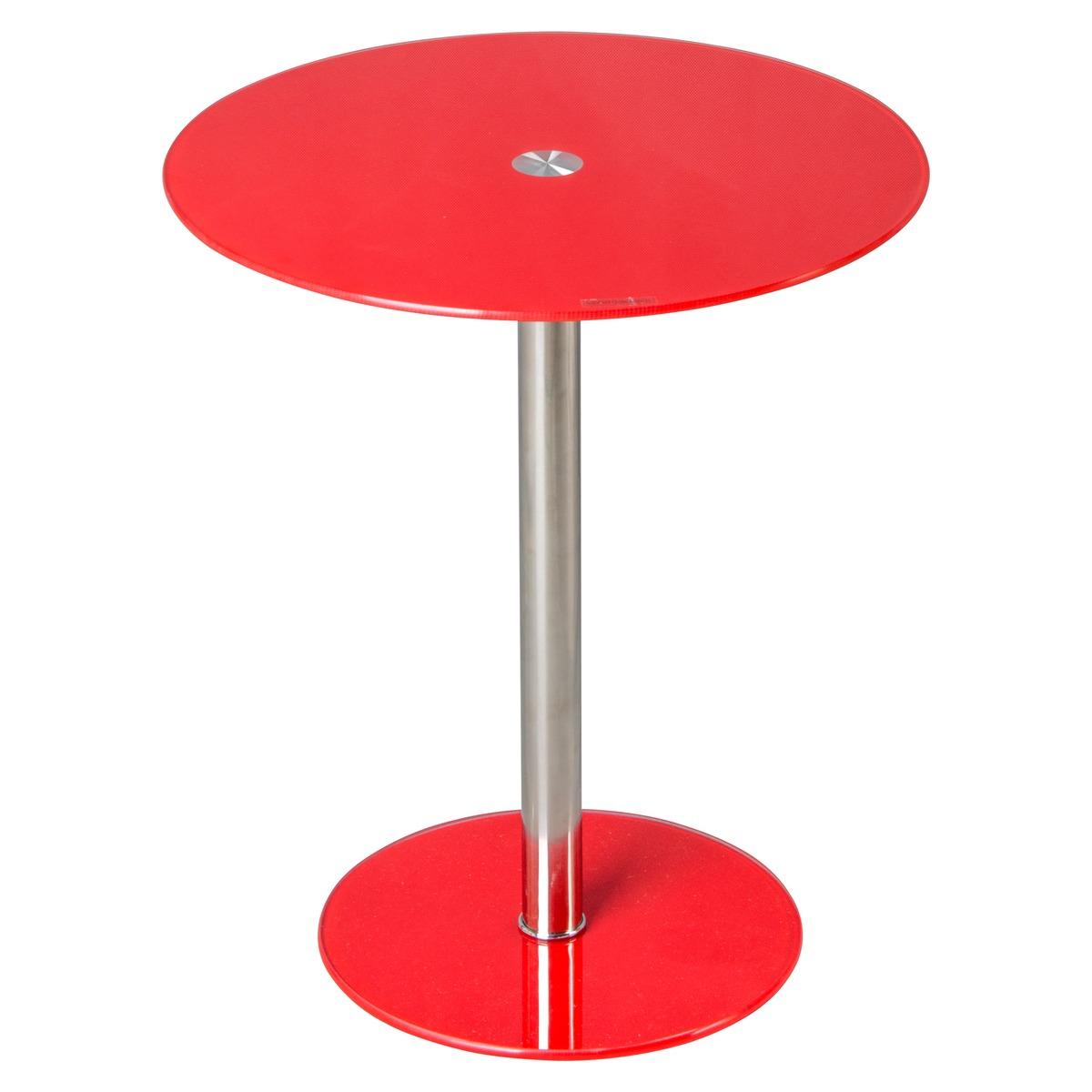 Table modèle sphère en verre trempé - 42,5 x 42,5 x 51,5 cm - Rouge