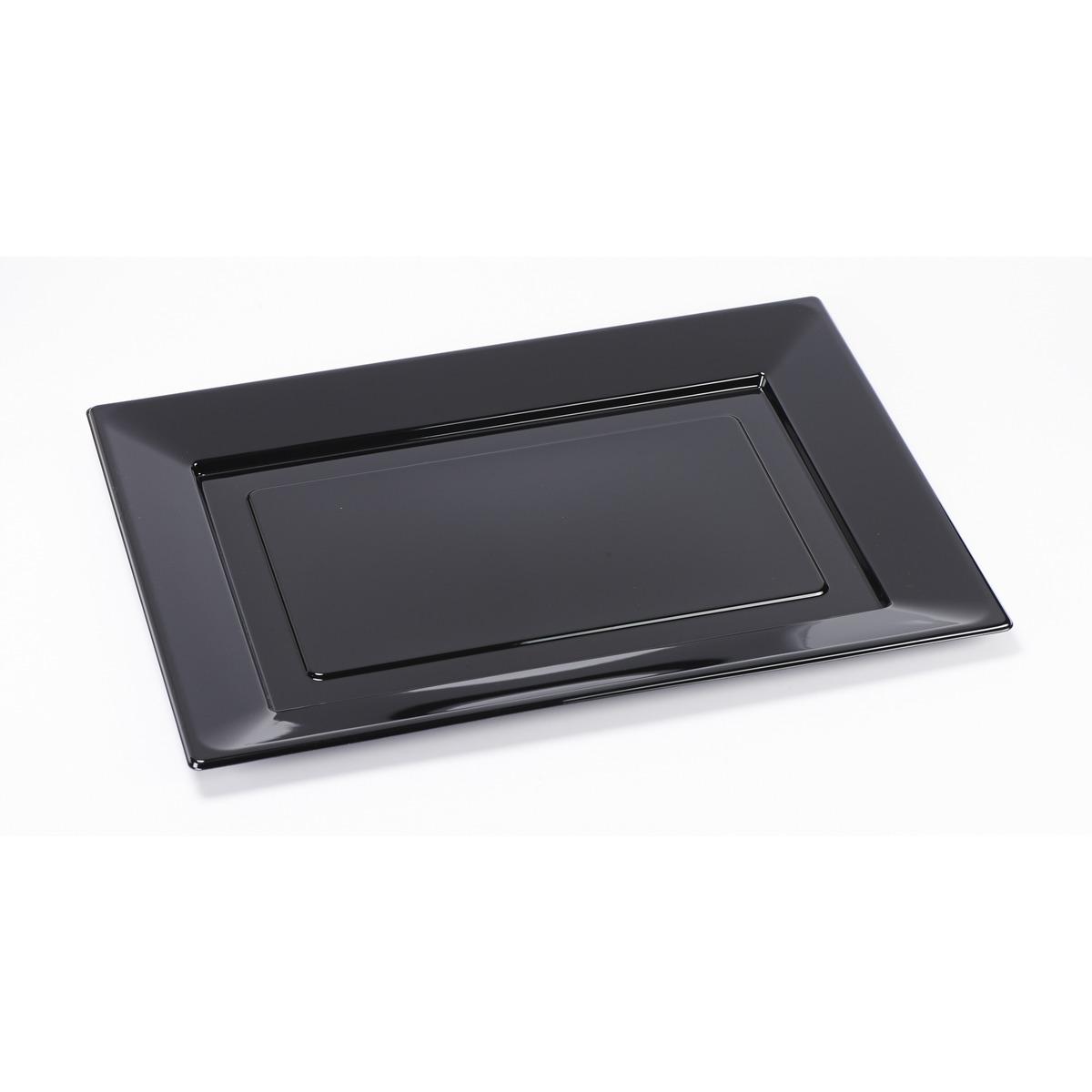 Lot de 4 plateaux en plastique - 16,5 x 31,5 cm - Noir