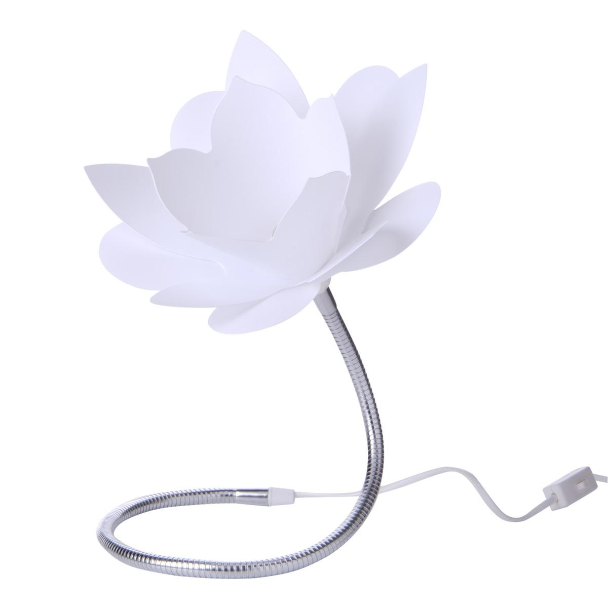 Lampe à poser Lotus avec tige flexible - Hauteur 33 cm – Blanc