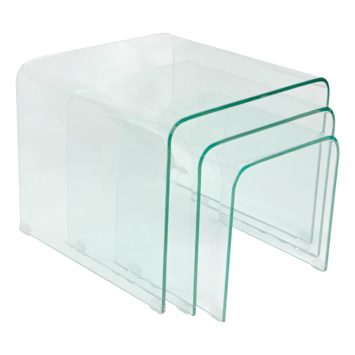 Table basse en verre trempé - 50 x 50 x 45 cm - Transparent