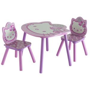Ensemble table plus deux chaises HELLO KITTY - 59.7 x 60 x 44 cm - Rose