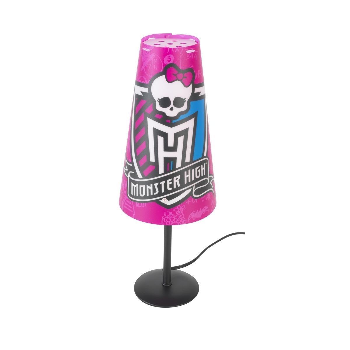 Lampe de chevet à poser Monster High - Hauteur 39 cm - Rose, noir