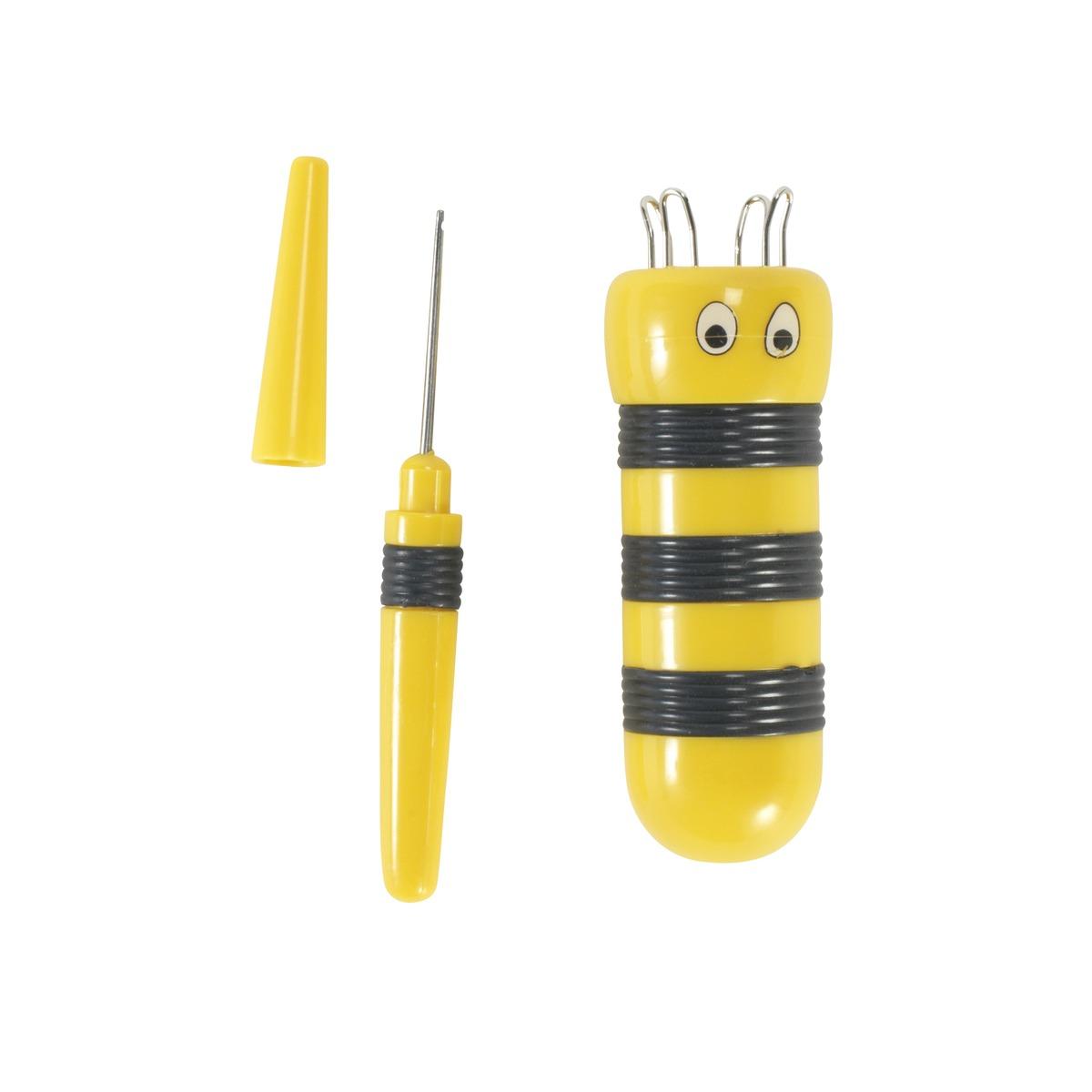 Tricotin abeille pour enfant - Diamètre 3,5 x 10 cm et crochet 11 cm - Noir et jaune