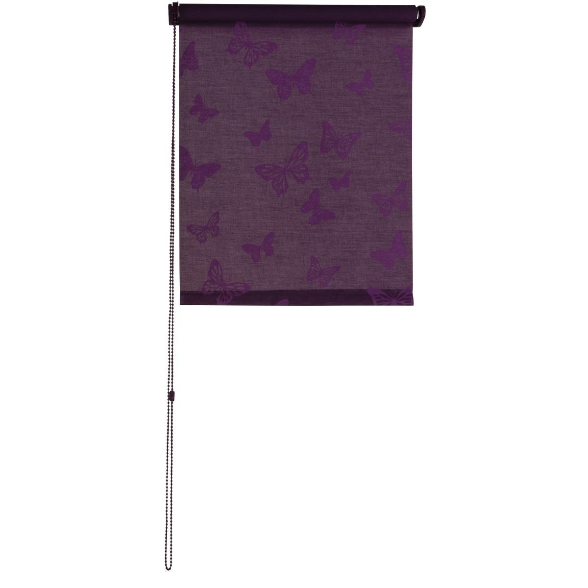 Store enrouleur tamisant imprimé papillon - 45 x 180 cm - Violet