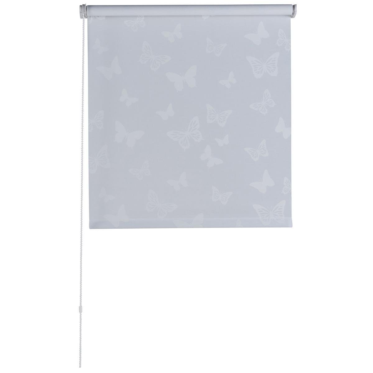 Store enrouleur tamisant imprimé papillon - 60 x 180 cm - Blanc