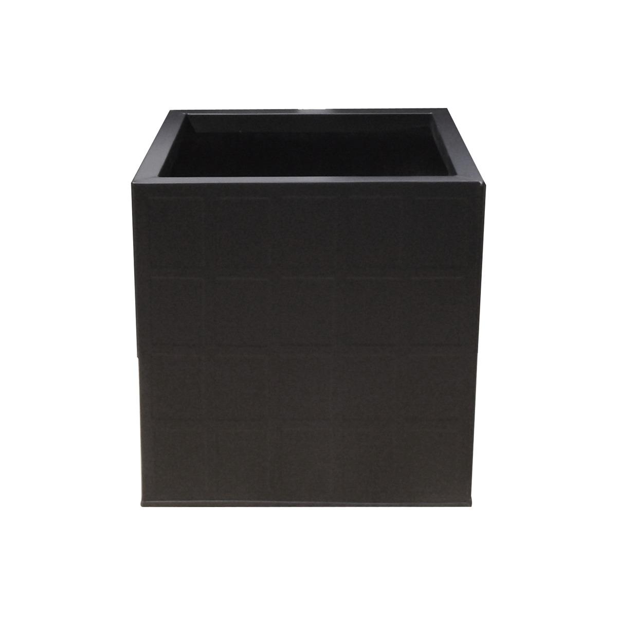 Pot carré décor quadrillé en acier galvanisé - 40 x 40 x H 40 cm - Noir