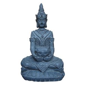 Statue de jardin Bouddha en fibre d'argile - 36 x 26 x H 66 cm - gris