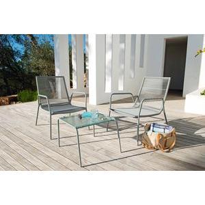 Set conversationnel Boston - 2 fauteuils et une table basse - Gris