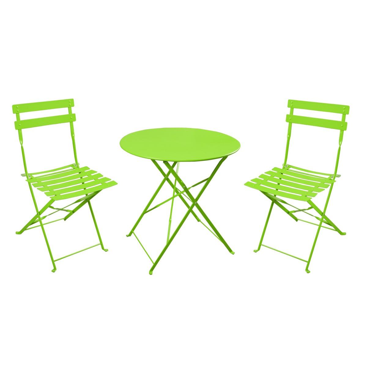 Table ronde et ses deux chaises pour enfant - Vert