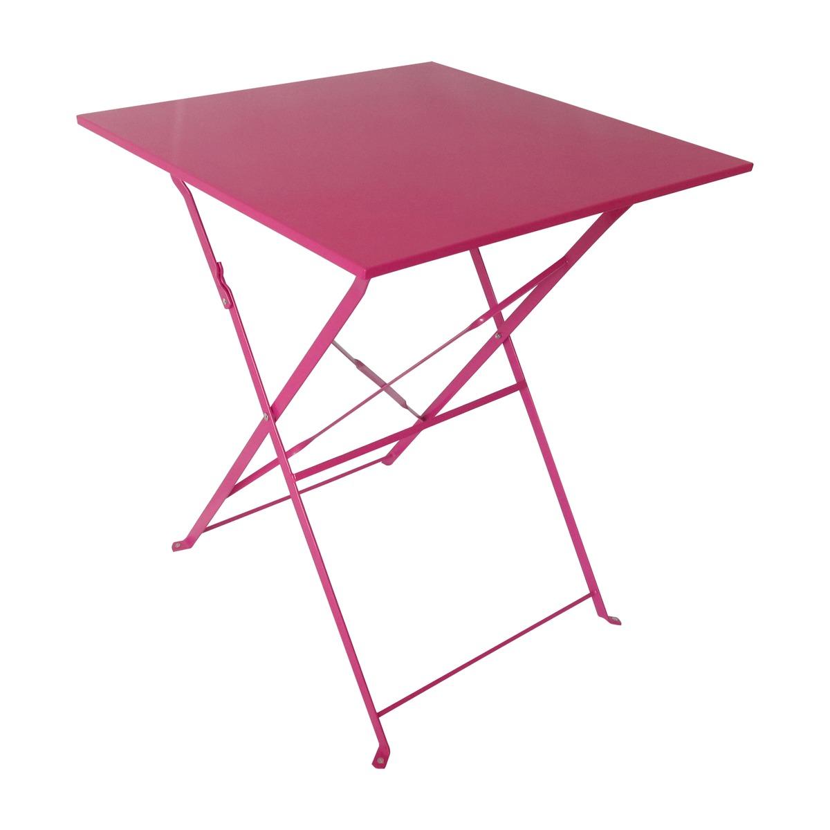 Table Diana carrée en acier - 60 x 60 x H 71 cm - Rose framboise