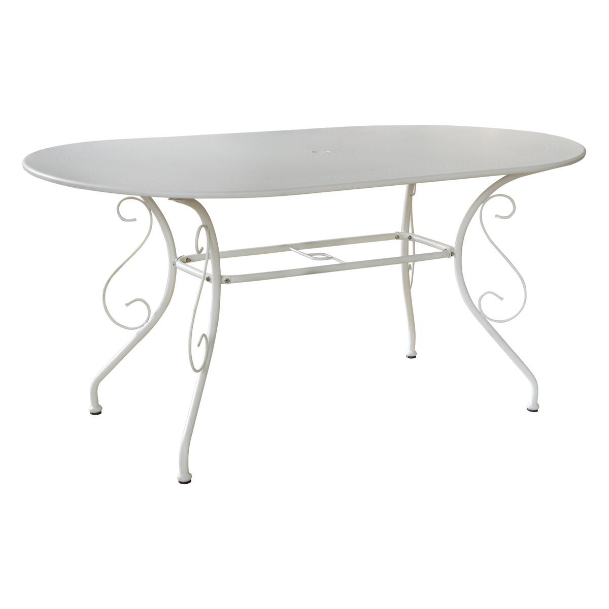 Table ovale Vanilla en acier - 160 x 90 x H 72 cm - Blanc