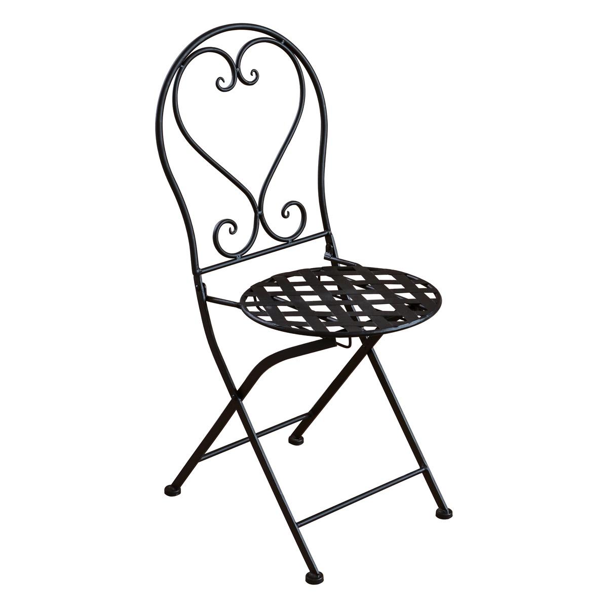 Chaise pliante Fès en acier - 38 x 36 x H 92 cm - Noir