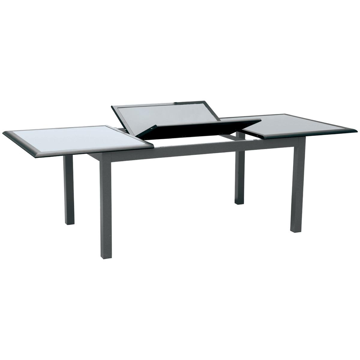 Table Valencia extensible en verre - 160 x 240 x 100 cm - gris