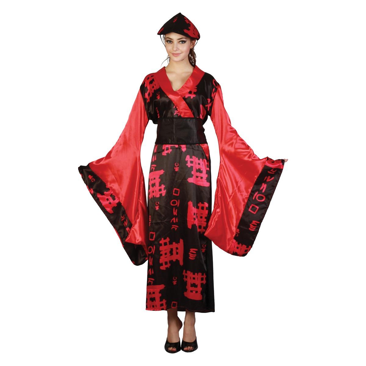 Déguisement femme chinoise - Taille unique - Rouge et noir