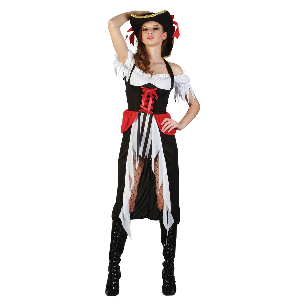 Déguisement femme pirate sexy avec une robe et un chapeau - Taille unique - Marron
