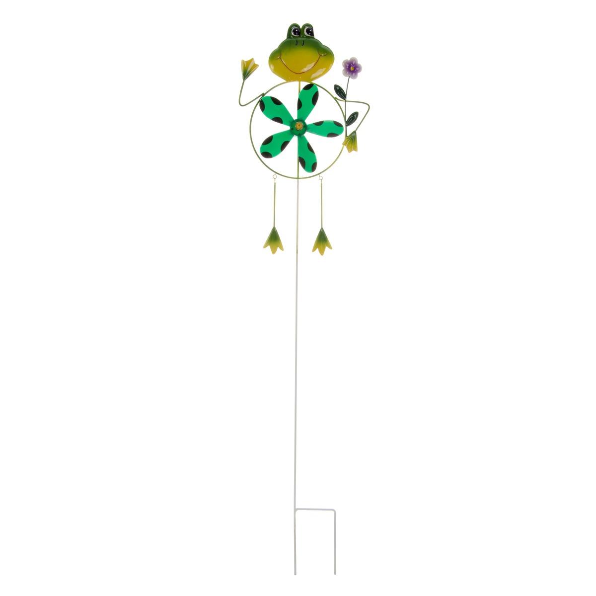 Tige fleur à planter animaux avec moulin - 16 x 2,5 x H 80 cm - Différents coloris