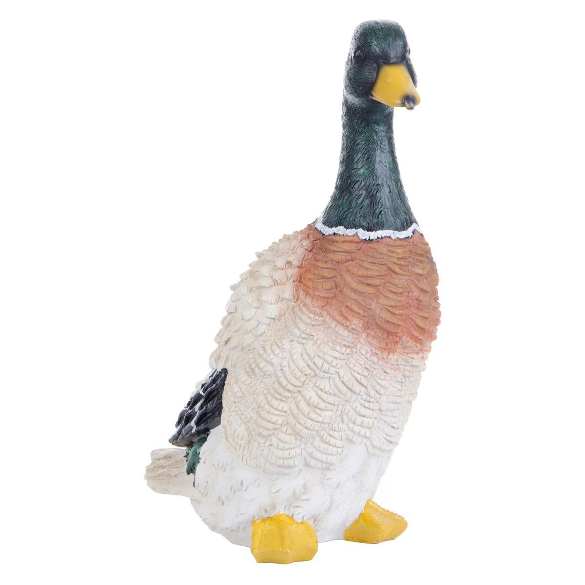 Canard déco - 28,5 x 16,5 x H 38 cm - Vert, blanc, marron