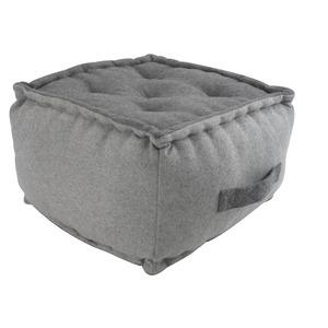 Pouf brodé en feutrine - 40 x 40 x 30 cm - Gris