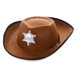 Chapeau de shérif en feutrine - 34 x 26 x H 7 cm - Marron