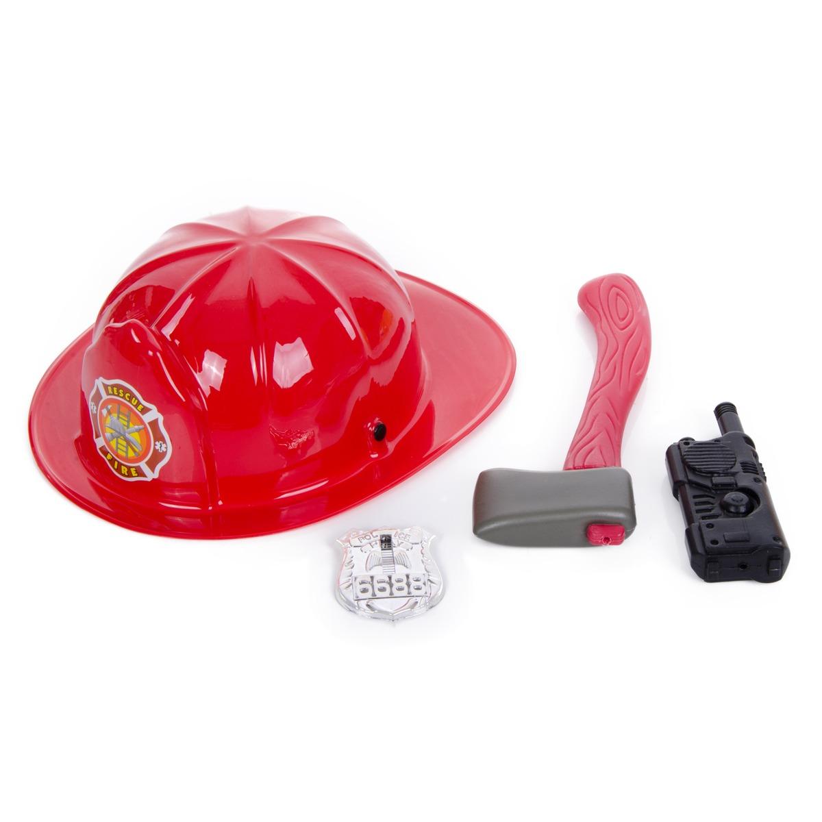 Set de 4 accessoires de pompier - Casque 28 x 23,6 x H 10,3 cm - Rouge