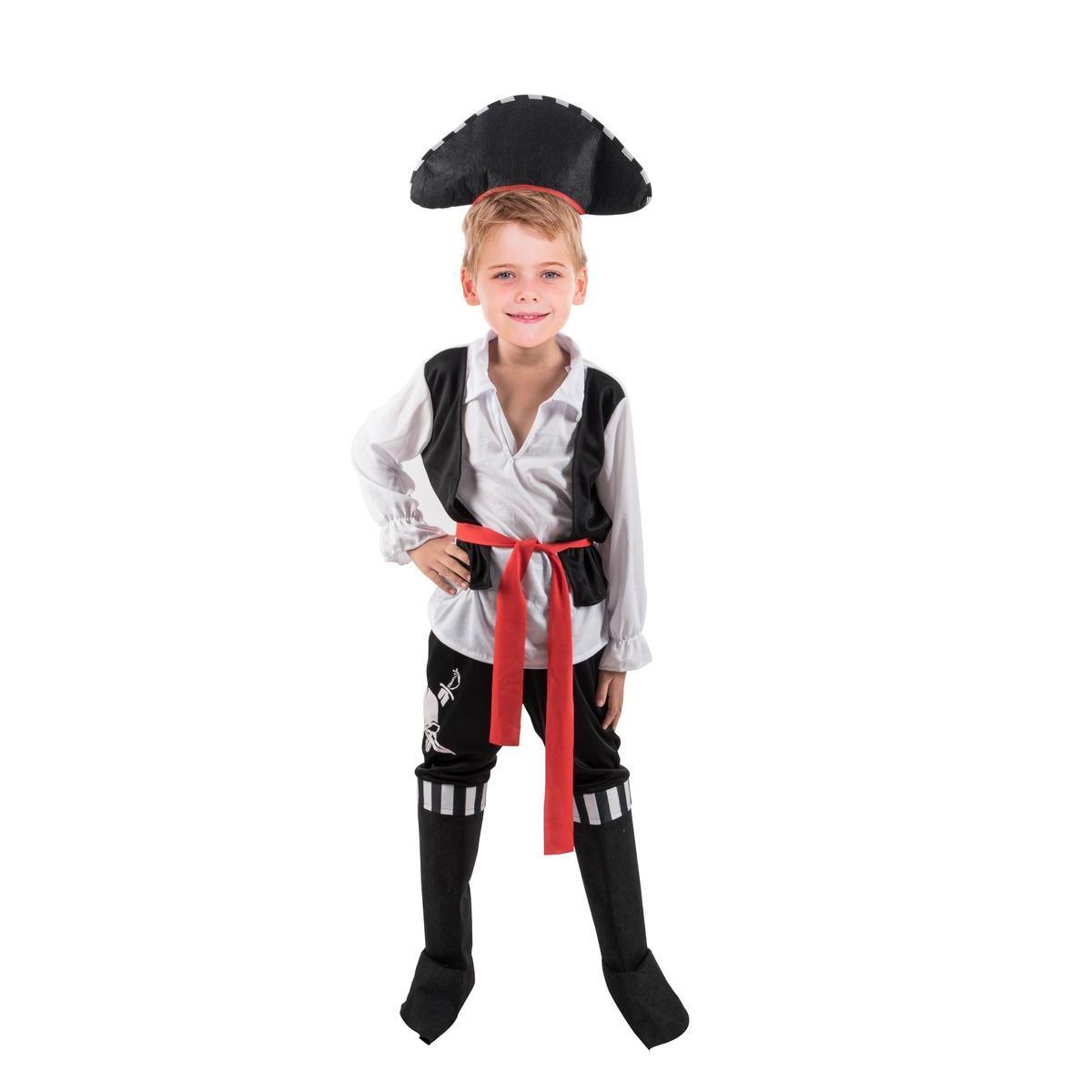 Déguisement pirate - Polyester - 4 à 12 cm - Rouge et noir