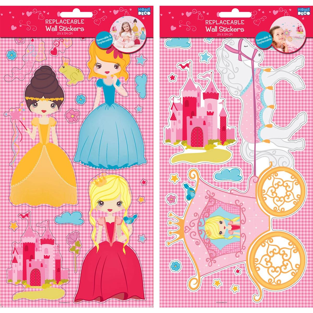 Sticker décoratif thème princesses - 29 x 54 cm - Multicolore