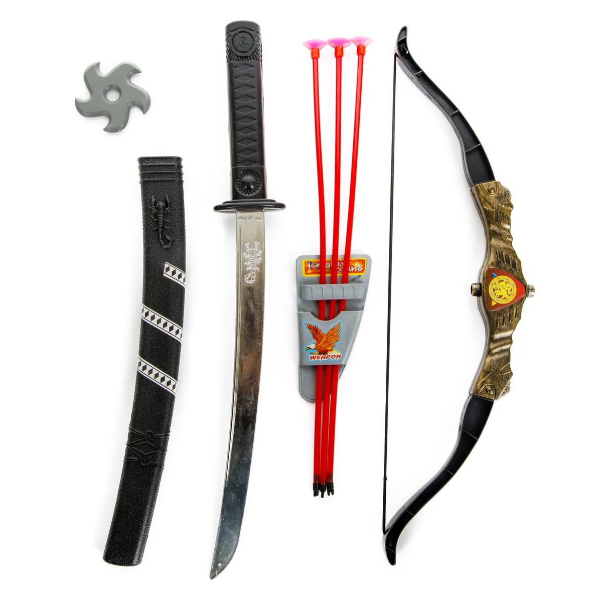 Set armes de ninja avec épée et arc - Gris, Noir