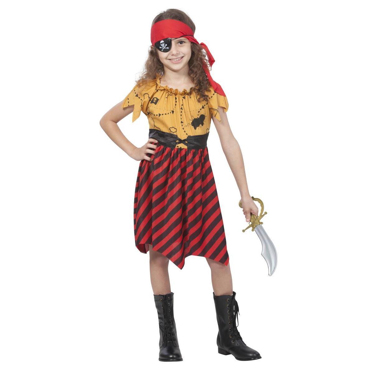 Déguisement pirate fille 4 à 9 ans - Différentes tailles - Rouge, Noir, Jaune