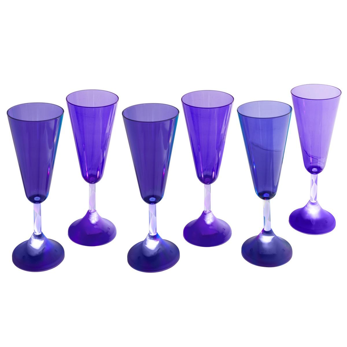 Lot de 6 flûtes lumineuses à led - 23 x 7 cm – Violet