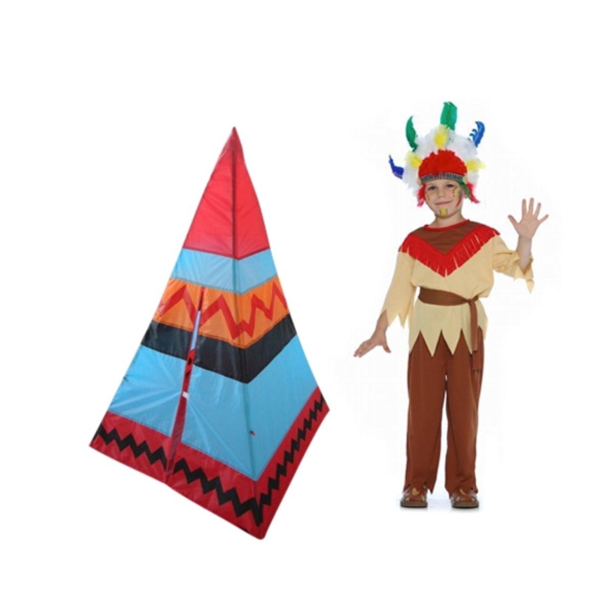 Tente tipi + tenue d'Amérindien enfant - Multicolore