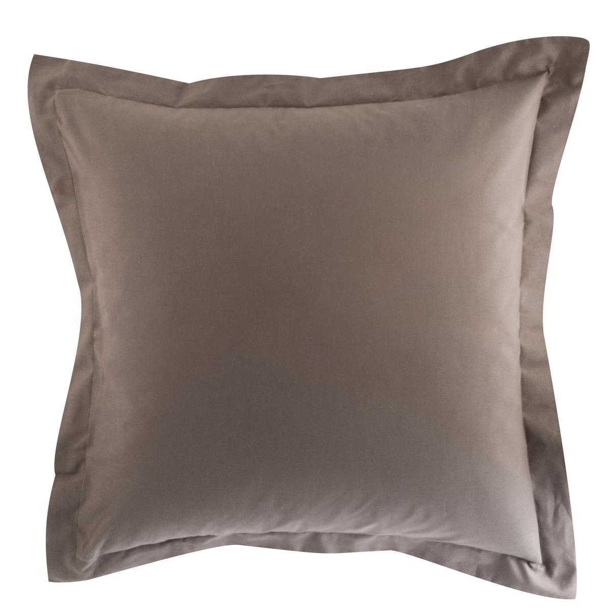 Taie d'oreiller à volant uni en coton - 75 x 75 cm - Marron bronze
