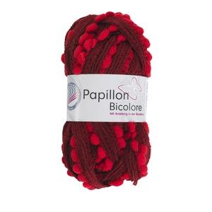 Pelote bicolore modèle papillon 50 g - Rouge, bordeaux