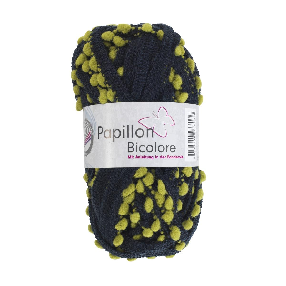 Pelote bicolore modèle papillon 50 g - bleu, vert