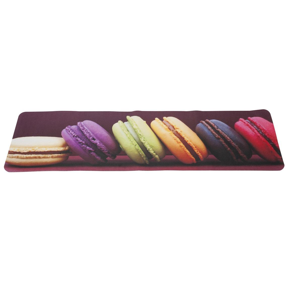 Tapis de cuisine rétro motif macarons - 40 x 120 cm - Multicolore