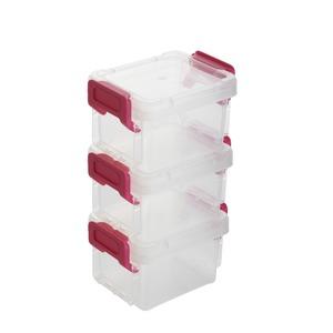 Les 3 multibox de rangement connectables en plastique - 0,14 litres - rose, transparent