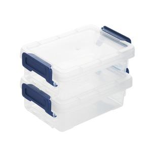 Les 2 multibox de rangement connectables en plastique - 0,2 litres - bleu, transparent