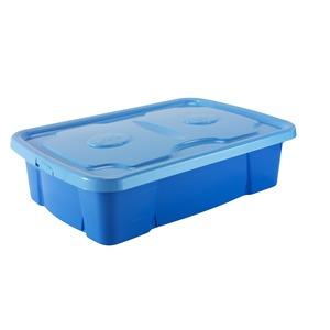 Box de rangement dessous de lit en plastique avec roulettes collection smile - 60 x 40 x H 17 cm - Bleu