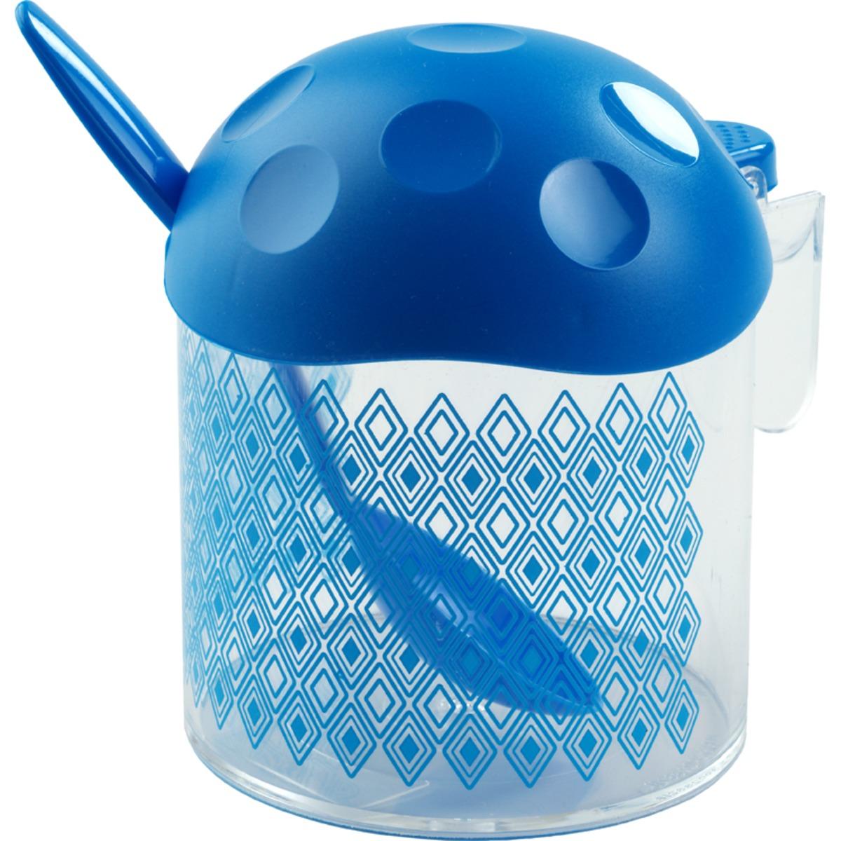 Sucrier avec couvercle style ethnique - 0,4 litre - Hauteur 10,5 cm - Bleu, transparent