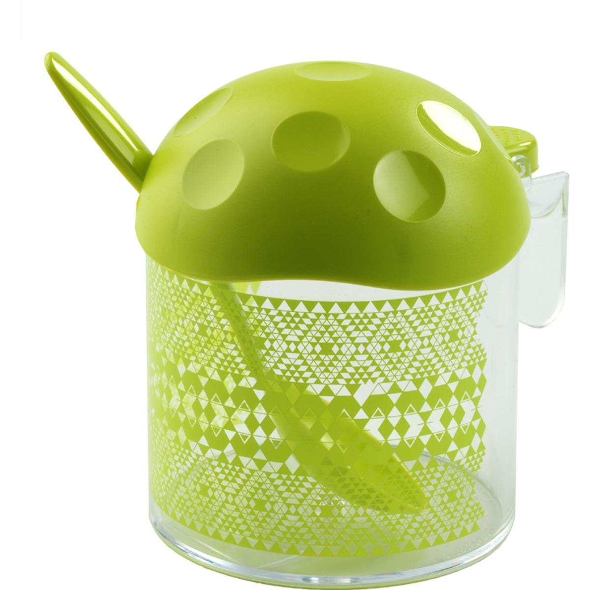 Sucrier avec couvercle style ethnique - 0,4 litre - Hauteur 10,5 cm - Vert, transparent