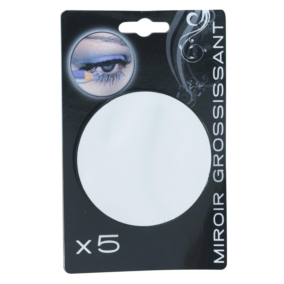 Miroir grossissant x 5 - Diamètre 8,5 cm - Noir, Gris