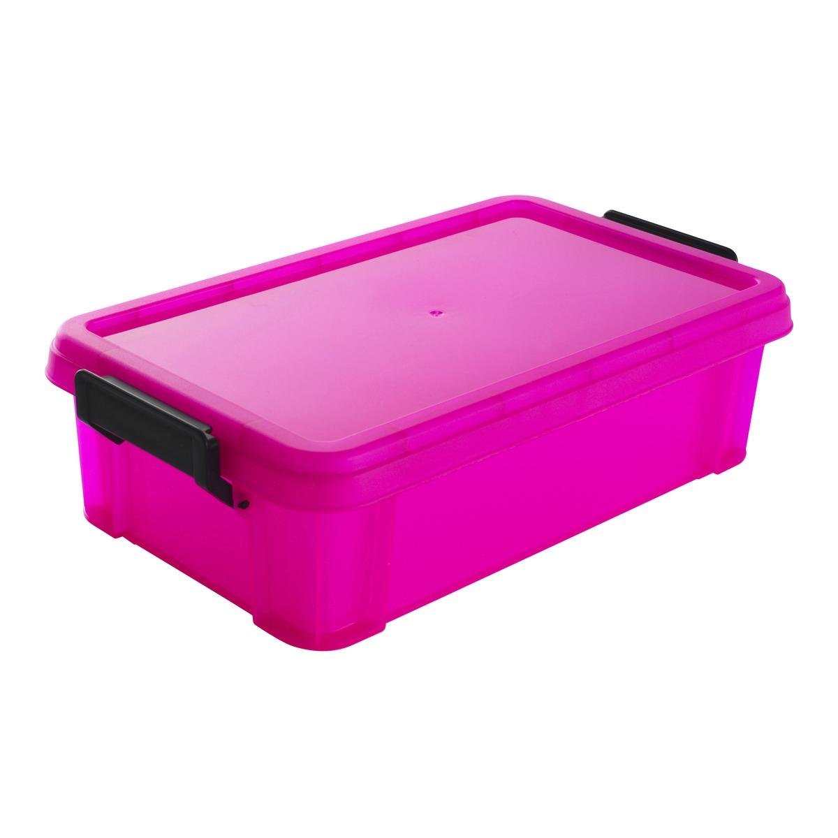 Le box de rangement en plastique - 4 litres - rose fluo