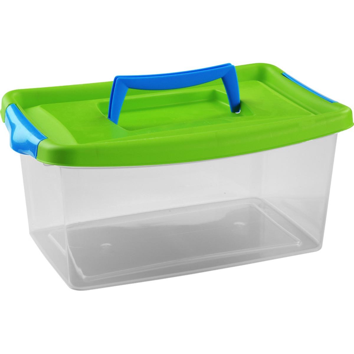 boîte de rangement avec couvercle et poignée en plastique - 13 litres - Différents coloris