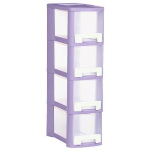 Tour de rangement 4 tiroirs de 9 litres en plastique Allibert - violet, blanc