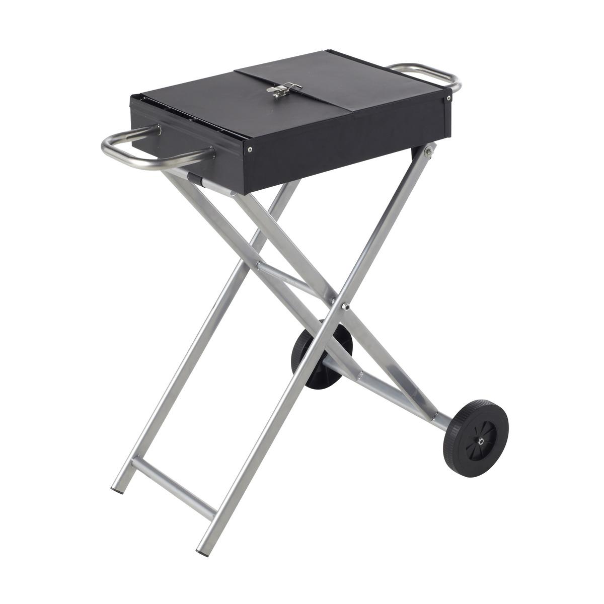 Barbecue pliable - 85 x 49 x H 80 cm - Noir, gris