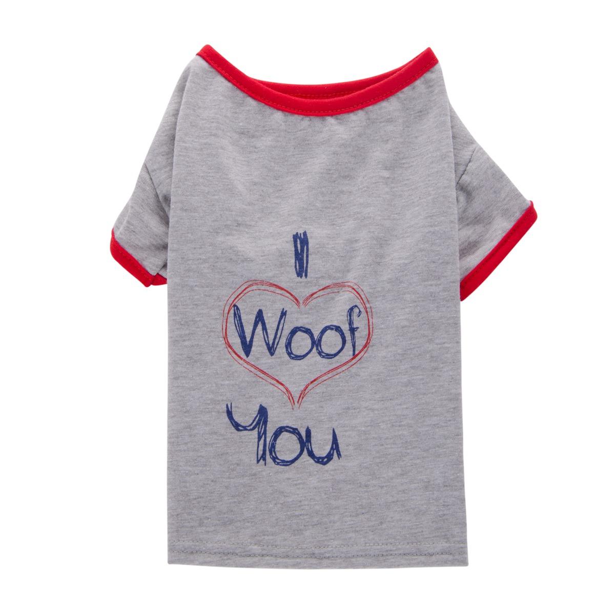 T-shirt pour chien I woof you - Taille unique - Différents modèles
